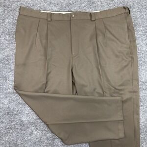 Oak Hill suit pants men's 50x30 tan pleated trousers business casual work office